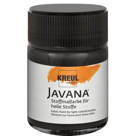 KREUL 91910 - Javana Stoffmalfarbe für helle Stoffe, 50 ml Glas in schwarz, geschmeidige Farbe auf Wasserbasis mit cremigem Charakter, dringt fasertief ein, waschecht nach Fixierung