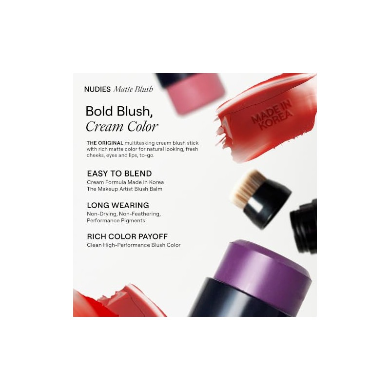Nudestix Nudies Blush Stick – 3-in-1 Cream Blush for Cheeks,