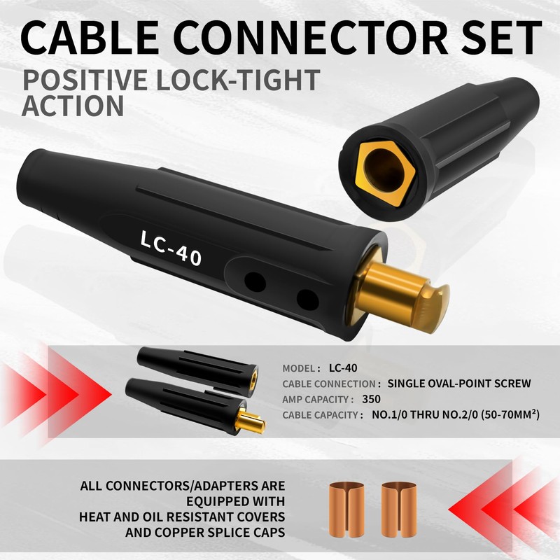 LC-40 Welding Lead Connector, Welding Cable Quick Connectors, Male &