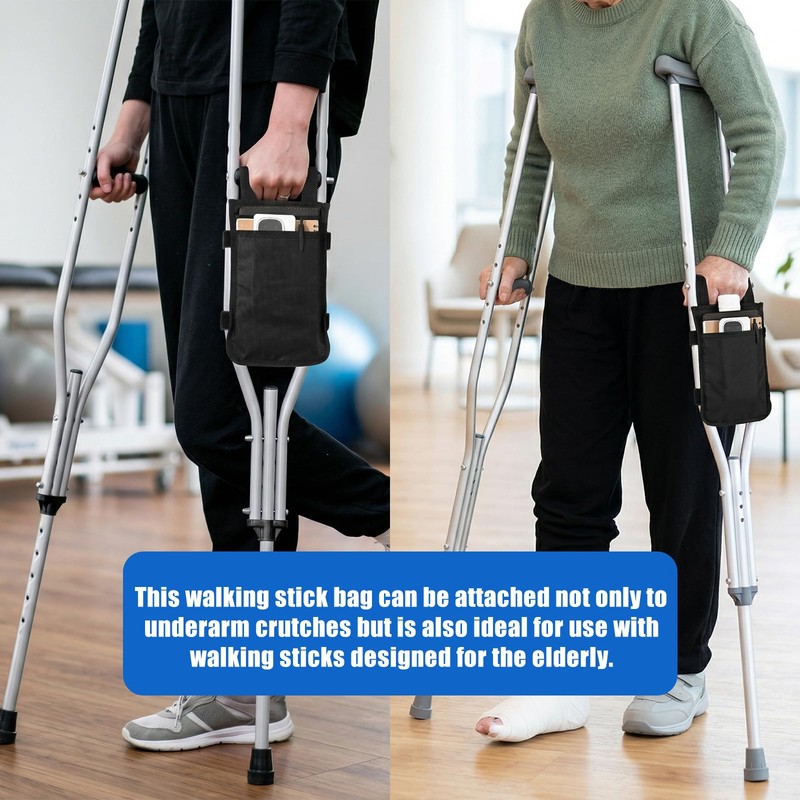 Crutch Bag, Water-Resistant Portable Crutches Accessories Storage Organizer with 2
