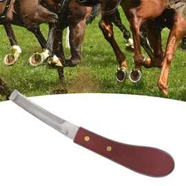 Horse Hoof Knife, Hoof Knife Stainless Steel Double Sided Right Handed Shoeing Knife Wooden Handle Hoof Knife for Horse Hoof Trimming