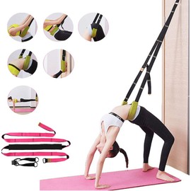 Yoga Multi-Purpose Waist Stretch Band-Door Flexibility Tensile Assist Trainer, Improve Back Waist Flexibility,Suitable for Fitness, Stretching, Dance, Yoga, Gymnastics, Cheerleading, Splits (Rose)