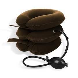 Neck Pillow Inflatable, Neck Brace Use for Chronic Shoulder Spine Alignment and Relax The Neck-Coffee