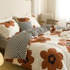 CLOTHKNOW Sunflower California King Comforter Set 3Pcs Brown White Bedding