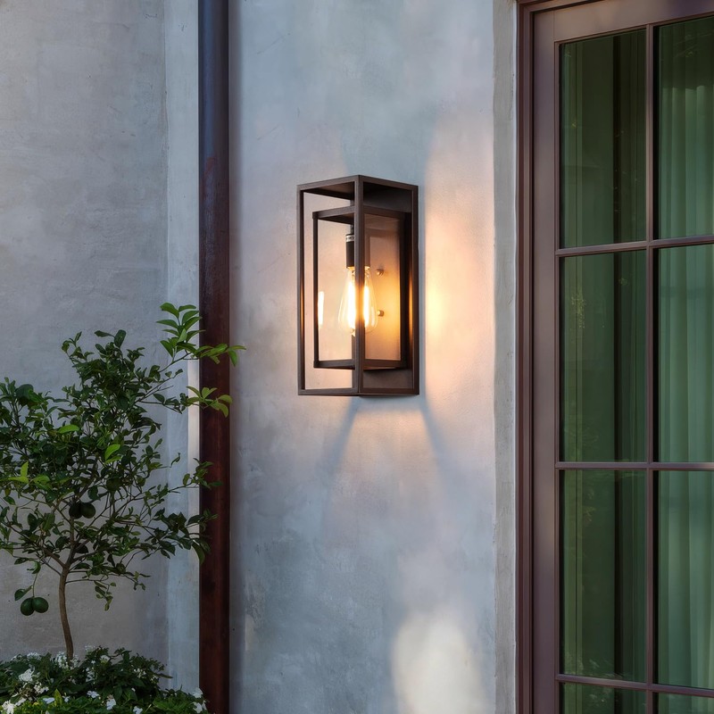 mirrea 14" Classic Outdoor Wall Sconce 1 Light in Rectangular