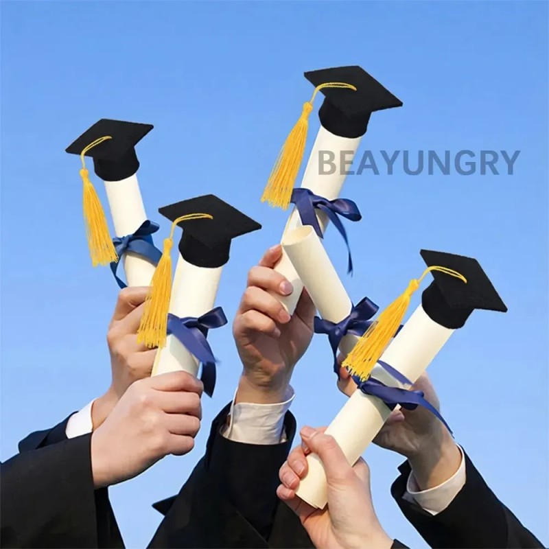 Beayungry 20pz Mini Birrete Sombrero Graduación Con Borla Recuerdos Amarilla