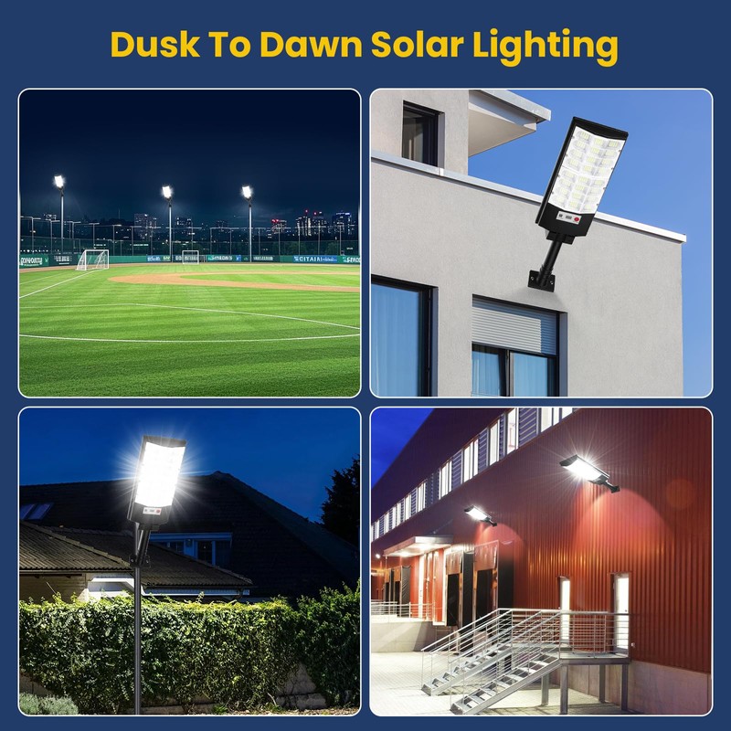Solar Street Lights Outdoor 4-Pack, 12000LM 6500K Waterproof LED Motion