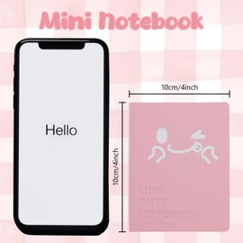 CXRYLZ-FUR 6 Stück Notizbuch Klein A7, Mini Smiley Pu-Lederhülle Notizblock für Schüler Mädchen Kinder Lehrern Geschenke Krankenschwester Zubehör Nurse Accessories, 100 Blatt, 10 x 8 cm (Candy)