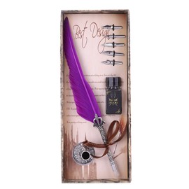 Bewinner Pluma de Caligrafía Estilo Europeo Retro - Conjunto de Pluma Dip para Escritura y Firmas - Caja para Regalo de Navidad y San Valentín (#5)