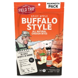 Field Trip Chicken Jerky Bites, All Natural and Gluten Free, Keto and Paleo-Friendly Healthy Snack, Low Calorie, High Protein Snacks with No Nitrates, 12oz Bag, Spicy Buffalo Style