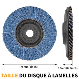 NuoDunco Lamellar Discs Diameter 75 mm x 10 mm Grain 60 for Metal, Steel and Wood, Coated with Flap Discs Sanding Discs (Blue) Pack of 10