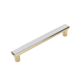 LC LICTOP Modern Zinc Alloy T bar Cabinet Kitchen Pulls White Cabinet Furniture Handle Gold Base,128mm Hole Distance,4PCS