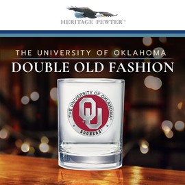 Heritage Pewter Oklahoma Double Old Fashion - Vaso de doble roca de 14 onzas para licor | Vidrio de peltre hecho por expertos