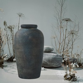 Decorative Ceramic Rustic vase,Tall vase for Minimalist Decoration,11" Large Vintage Vase for Home Decor,Centerpiece,Living Room,Enterway,Bronze