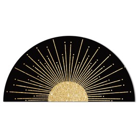 Mingnei Boho Black Sun Sunrise Sunshine Shaped Quick-Dry Diatomaceous Earth Bath Mat,Mid Century Modern Art Soft Diatom Mud Absorbent Floor Mat for Bathroom Shower Kitchen 28 x 16 Door Mat (Yellow)