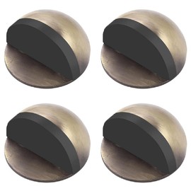 Pack of 4 Oval Floor Door Stops, Stainless Steel Floor Mounted Door Stopper with Screws to Protect Walls and Doors, Vintage Bronze