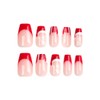 JUSTUSNX 24pcs Christmas Fake Nails Red Stripe False Nails Square