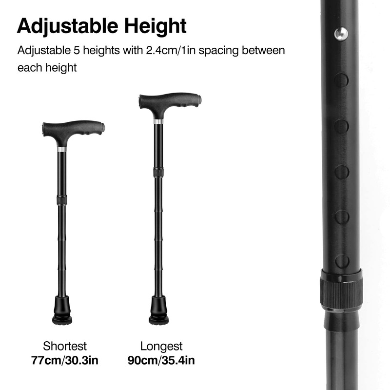 Creechwa Collapsible Walking Sticks, Hiking Aluminum Trekking Poles with Light