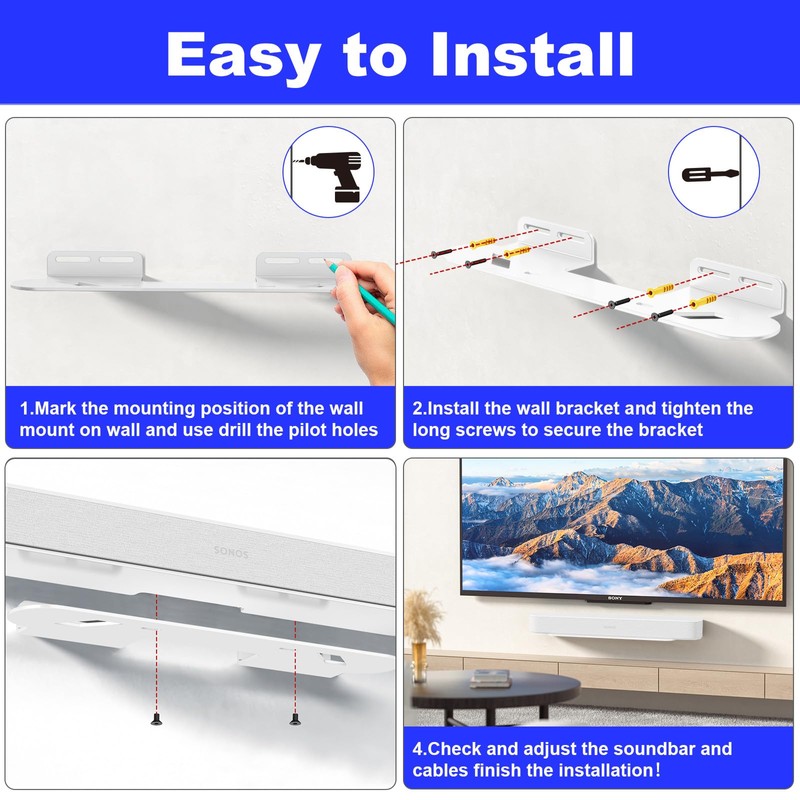 BYMECOST Soundbar Mount for Sonos Beam, Wall Mount Bracket Compatible