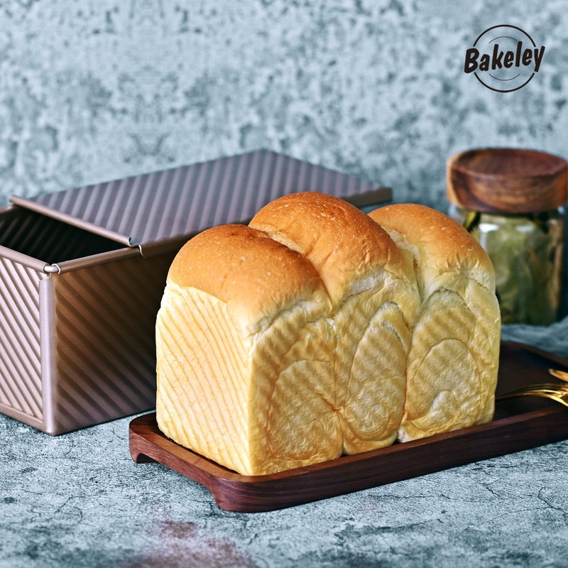 Bakeley 450 Gram Rectangle Non-Stick Pan with Lid (Champagne Gold,