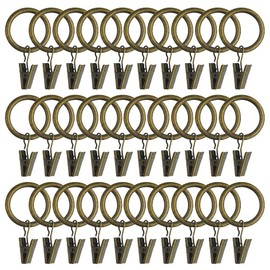WMYCONGCONG 40 PCS Metal Curtain Rings with Clips, Drapery Clips Hooks 1 Inch Interior Diameter Eyelets Decorative Vintage Rustproof Window Curtain Hangers for Decor Drapes, Bows, Caps etc, White