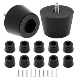 Auvotuis 12Pcs Round Rubber Feet with Stainless Screws, Black Chair Bumpers Pads for Cutting Board, Table, Cabinet, Sofa (35x28x25mm)