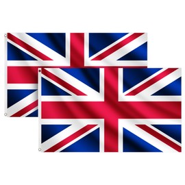 COCOSY Pack of 2 Great Britain Flag - 90 x 150 cm 100% Polyester Great Britain Flag with Brass Eyelets - Weatherproof & Durable UK United Kingdom Flag for Sports & Celebrations