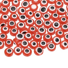PATIKIL Evil Eye Beads, 65 Pcs 6mm Flat Round Evil Eye Charm for DIY Bracelet Earring Necklace Jewelry Craft Making, Red
