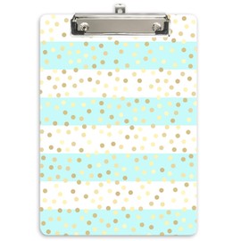 Hongri Plastic Clipboard, Standard A4 Letter Size Clip Board for Students, Teacher, Kids, Low Profile Clip, Decorative Clipboards, Cute Clip Boards Custom Pattern, School Supplies，Striped Spots