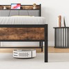 Modern Industrial Twin Size Platform Bed Frame with Storage Headboard,