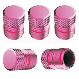 Tire Valve Stem Caps - 5 Pack Corrosion Resistant Premium Anodized Alloy Air Valve Caps Universal for Car SUV Bike Accessories Pink