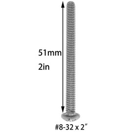 Bxian 25PCS Handle Machine Screw 8-32x2inch 304 Stainless Steel Cross Recessed Pan Head Machine Screw for Electronics Machinery Furniture