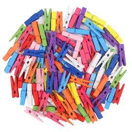 KIMOBER 100PCS Wooden Clothespins,Mixed Colored Craft Peg Pins Clips for Photos Pictures Paper Crafts,1.37Inch