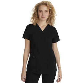 Healing Hands Scrub Top for Women with 3 Pockets and Easy Care, 2-Way Stretch Fabric Plus Size 2278, 2XL, Black