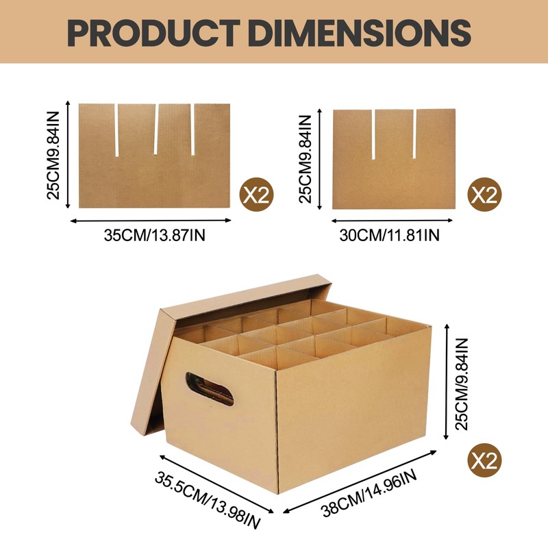 oyhqes 2 Pack Wine Glass & Dish Moving Boxes with