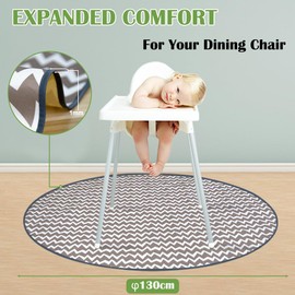 Baby Highchair 130 * 130cm(51"*51") Splat Floor Mat Anti-Slip Floor Mat Waterproof Baby Playing Round Mat (Wave-Round)