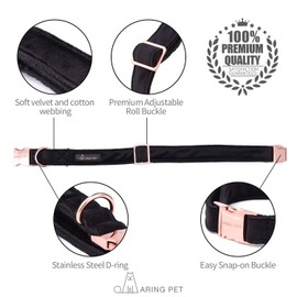 ARING PET Dog Collar and Leash, Velvet Dog Collar and Leash Set, Soft & Comfy, Adjustable Collars for Dogs