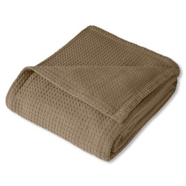 Sweet Home Collection 100% Fine Cotton Blanket Luxurious Breathable Weave Stylish Design Soft and Comfortable All Season Warmth, King, Taupe