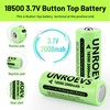 UNROEVS 2 Packs 18500 Rechargeable Battery with Button Top,3.7V 2000mAh