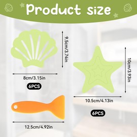 TPTGIAR 12 PCS Non Slip Bath Stickers, Cartoon Non Slip Shower Stickers, Luminous Anti Slip Bath Stickers, Anti Slip Shower Stickers with Scraper for Bathroom Bath Tub Pool Ladders