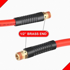 HOOTSUM 1/2 Inch x 50ft. Hybrid Air Compressor Hose with 1/2 in. MNPT Ends and Bend Restrictors