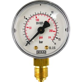 Fittingteile - Pressure Gauge Vertical Diameter 63 mm - Class 2.5 for Compressed Air Pneumatic Pressure Display (Display Range: 0 to 400 bar)