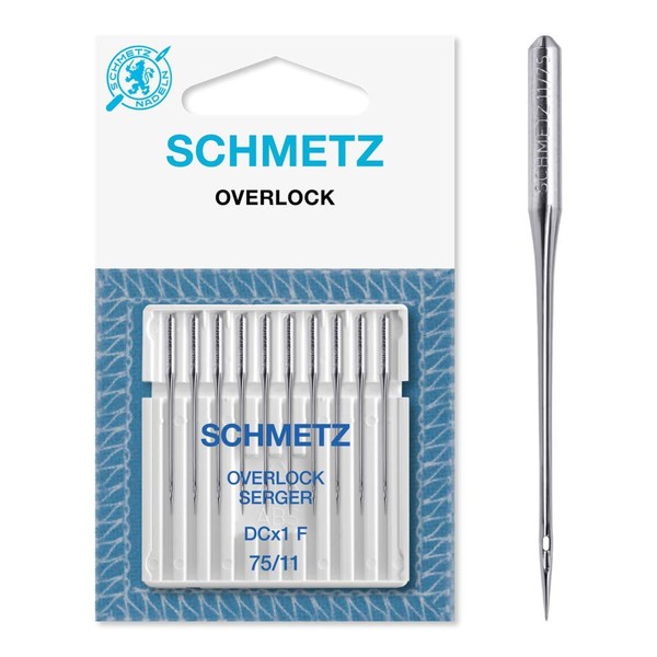 SCHMETZ Sewing Machine Needles | 10 Overlock Needles | Needle System DCx1F | Needle Size 75/11