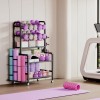 All-in-One Dumbbell Rack with Lockable Wheels,Mobile Fitness Equipment Organizer Stand