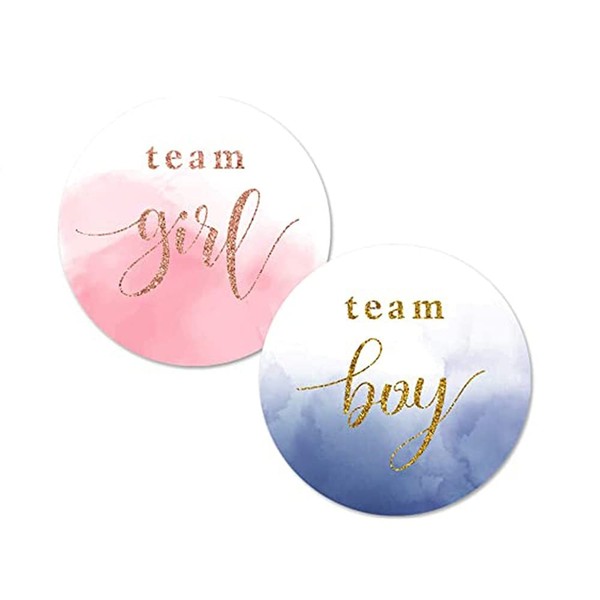 Gender Reveal Stickers per inviti alle feste e giochi di voto, 120 etichette Team Boy e Team Girl con pellicola dorata per feste e baby shower (rosa, marine)