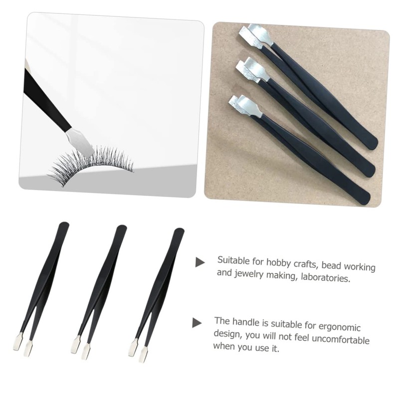 COHEALI 3pcs Stainless Steel Stamp Tweezers Precision Eyelash Assistant for