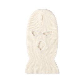 BrightGlow 3-Hole Full Mask Ski Mask Warm Ski Knitted Balaclava Breathable Windproof Ski Mask Winter Balaclava Motorcycle Mask Bicycle Face Mask for Men and Women, White