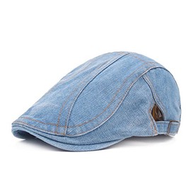 Unisex Newsboy Hats Flat Ivy Gatsby Cabbie Driving Cotton Denim Berets Cap for Men Women (US, Alpha, One Size, Light Blue)