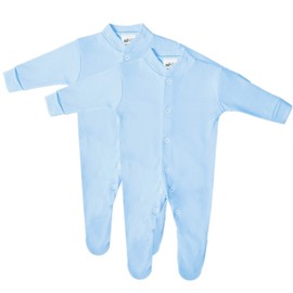 Baby Sleepsuits, Cotton Baby Grow for Boys and Girls, British Made, 2 Pack Blue 0, 3 Months