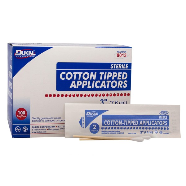 Dukal Cotton Tipped Applicators 3". Pack of 200 Swabsticks Wood